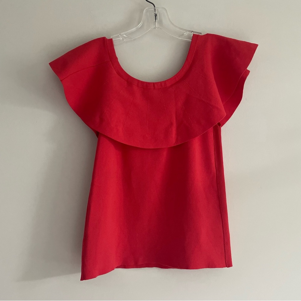 Women’s Red Ruffle Neck Top